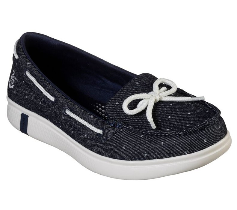 Skechers On The Go Glide Ultra - Ocean Sky - Womens Flats Shoes Black/White [AU-HF0809]